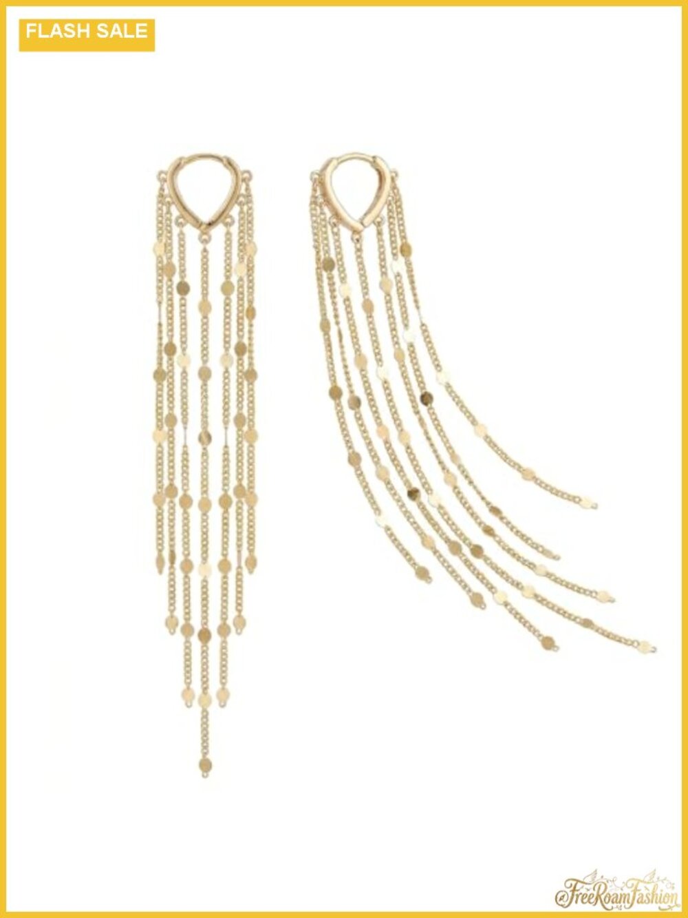 Gold Chandelier Earrings Long Tassel Dangle Drop Huggie Hoop Formal Wedding